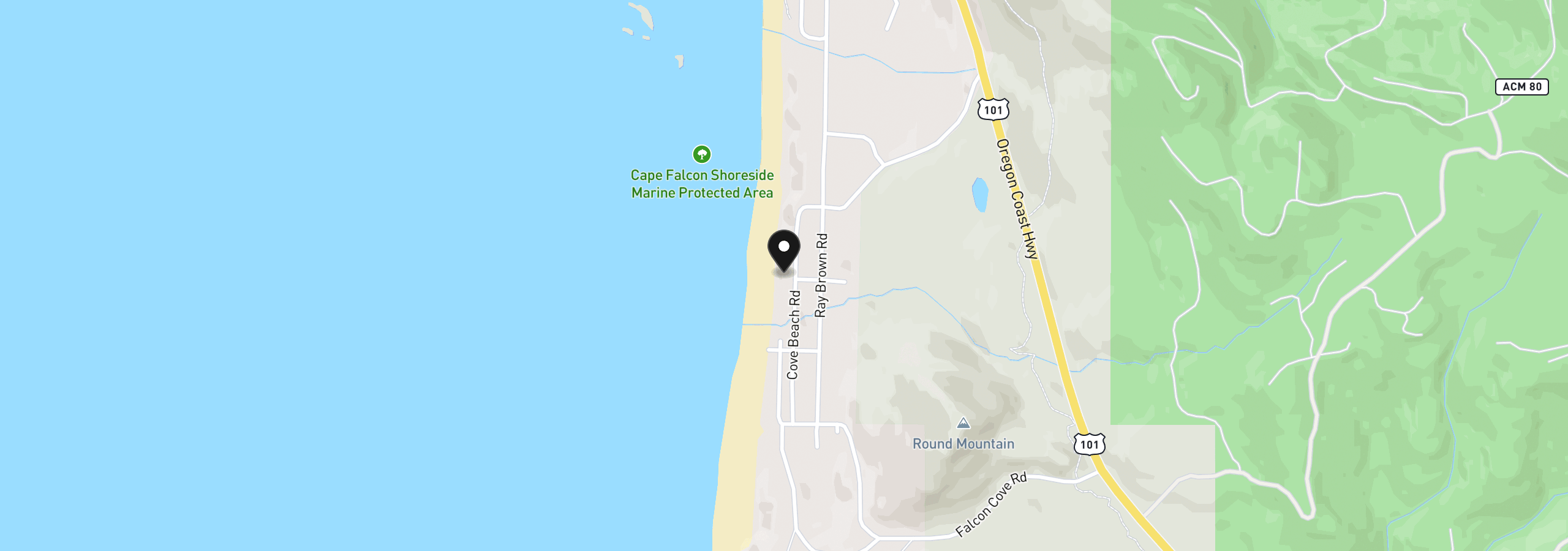 Map showing the location of 79084 Cove Beach Rd, Cove Beach, OR 97102