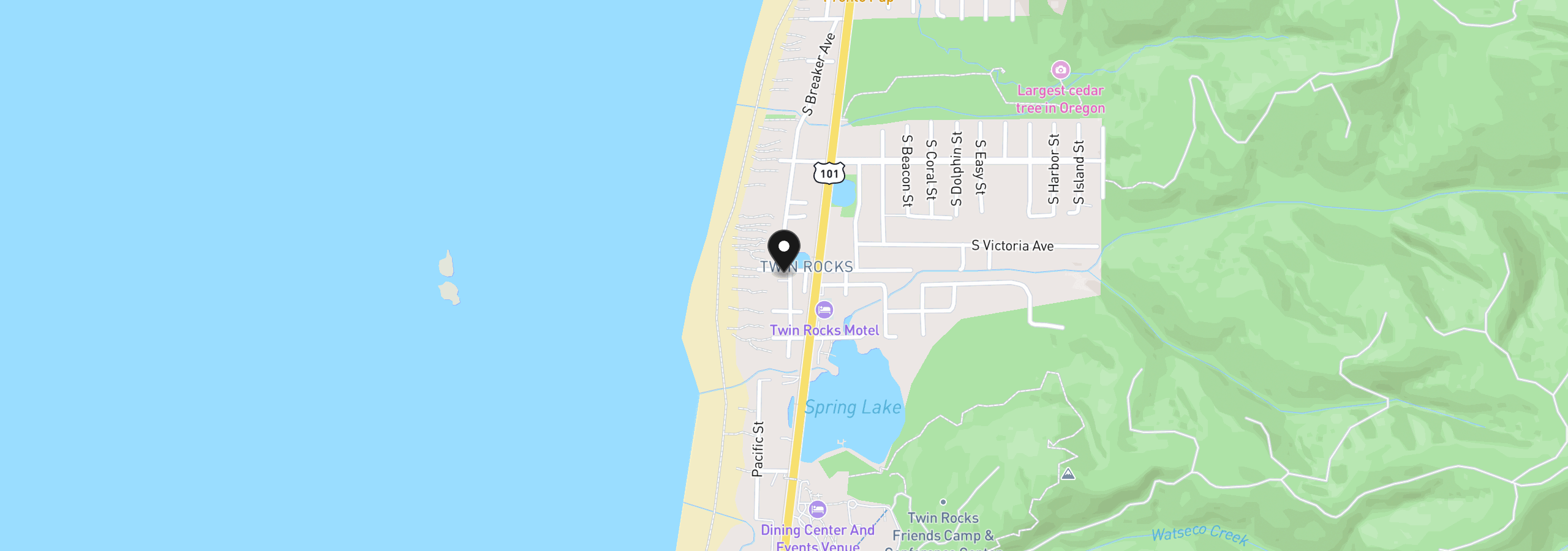 Map showing the location of 7965 Minnehaha, Rockaway Beach, OR 97136