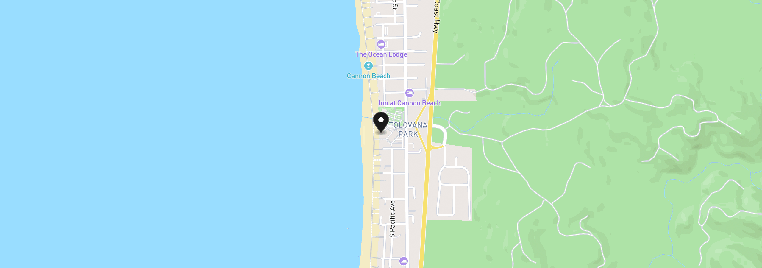 Map showing the location of Tolovana Inn 119, Cannon Beach, OR 97110