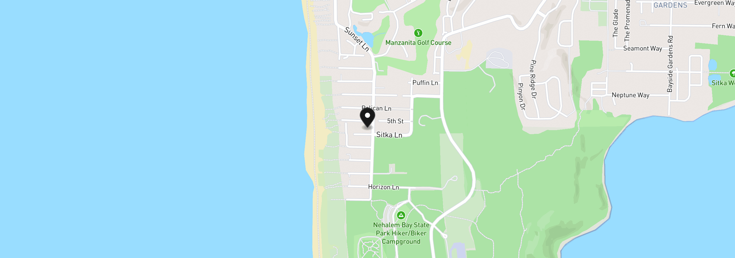 Map showing the location of 34450 Necarney Blvd, Manzanita, OR 97130