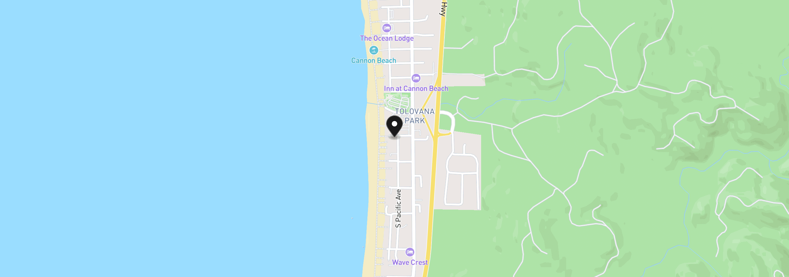 Map showing the location of 213 W Siuslaw St, Cannon Beach, OR 97110
