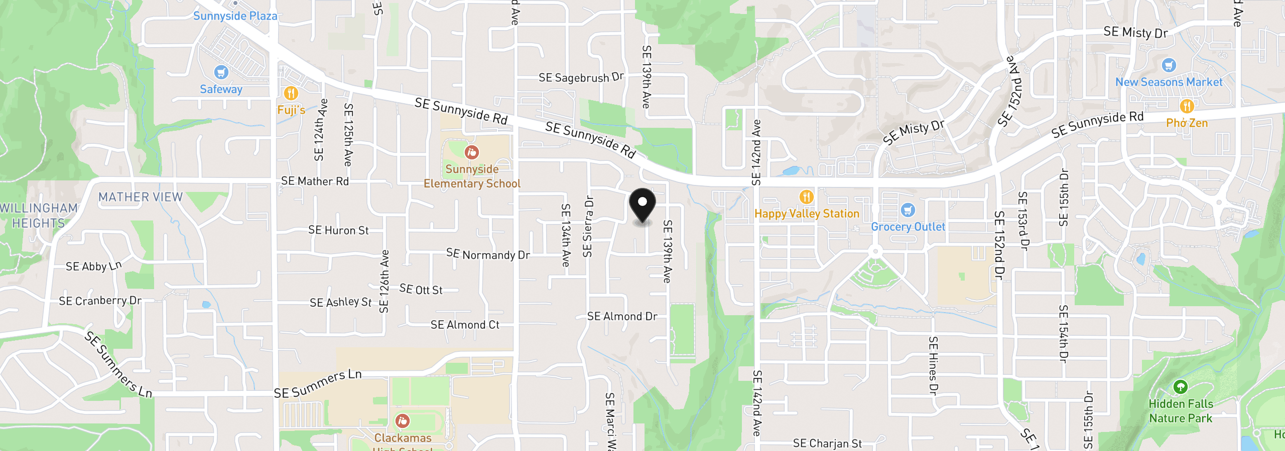 Map showing the location of 13661 SE Ellen Dr, Clackamas, OR 97015