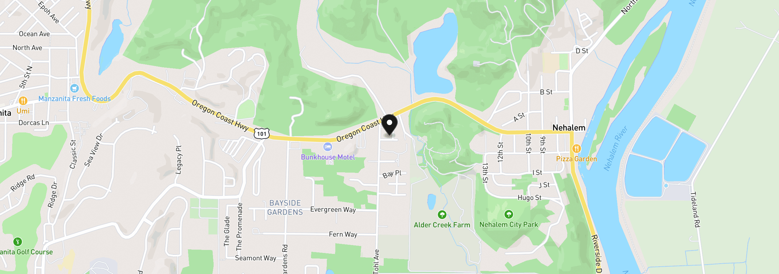 Map showing the location of 11510 Pinewood Ln, Nehalem, OR 97131