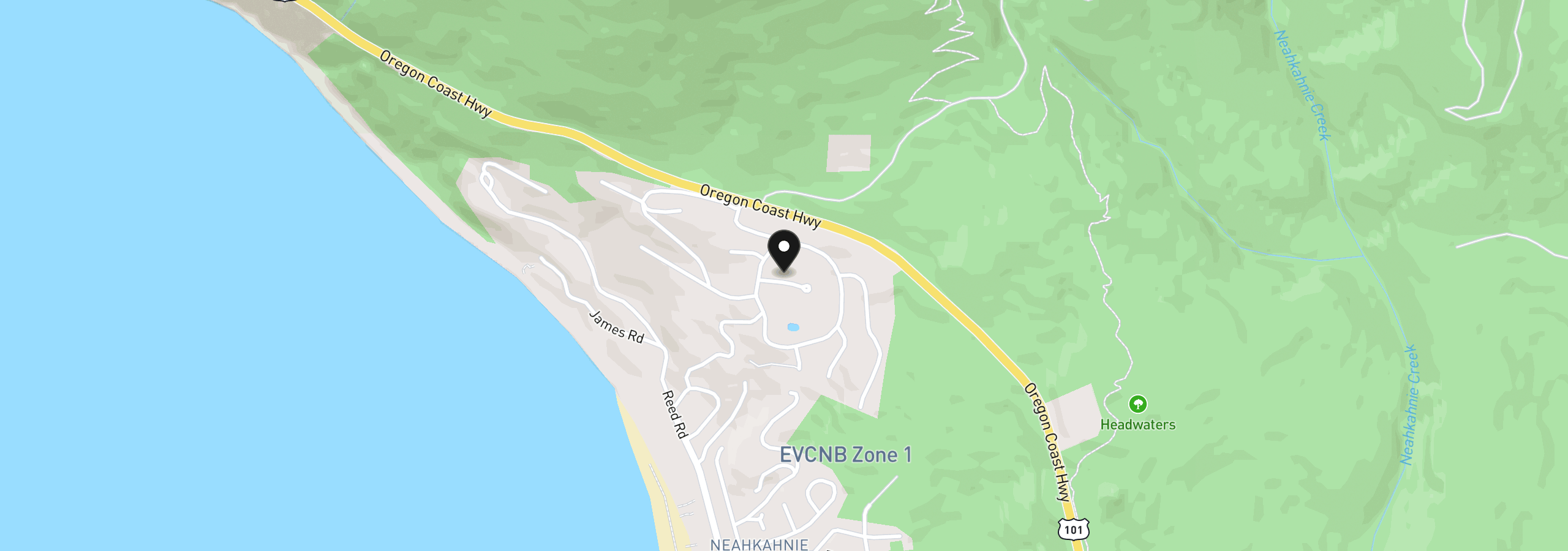 Map showing the location of Vl (Lot 19) Leaward Way, Manzanita, OR 97130