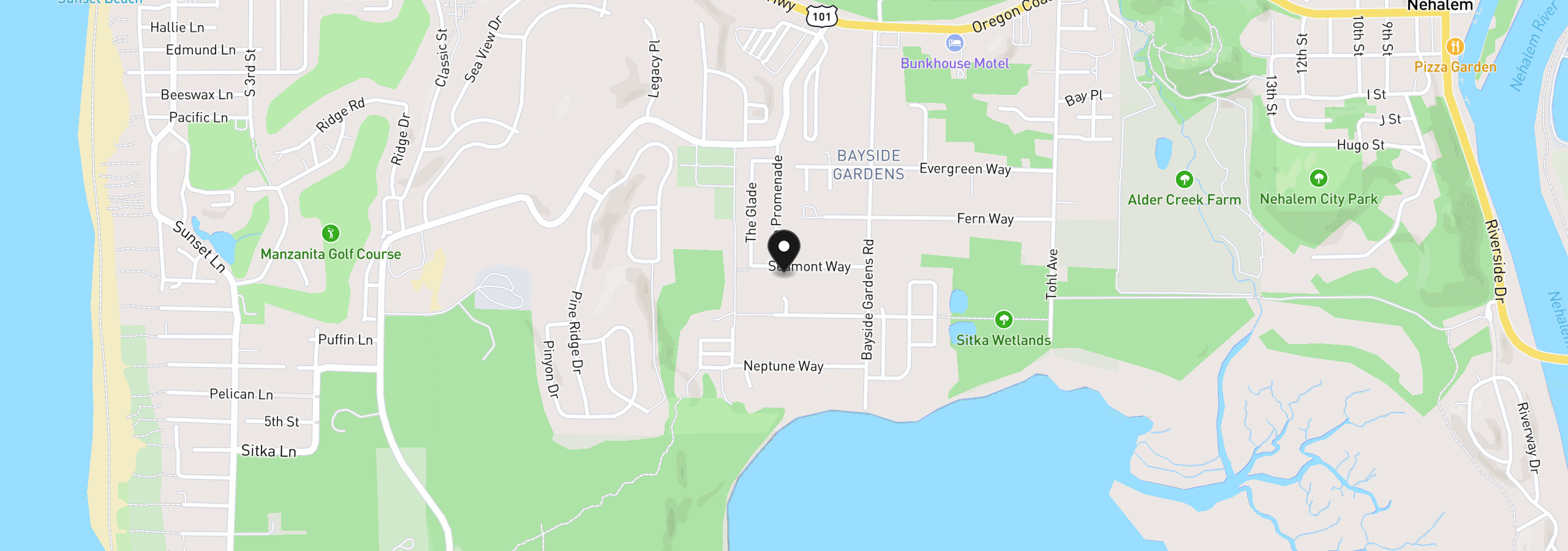 Map showing the location of 11015 Seamont Way, Nehalem, OR 97131