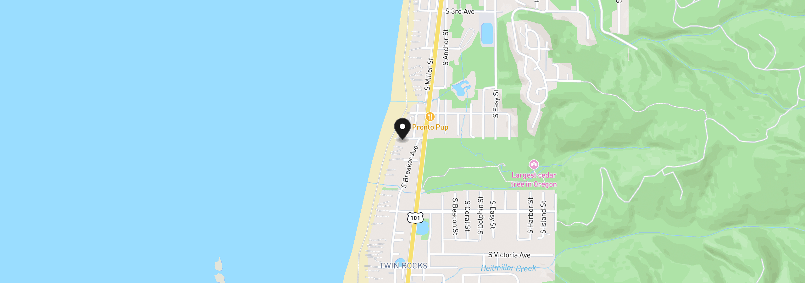 Map showing the location of 7th 5702, Rockaway Beach, OR 97136