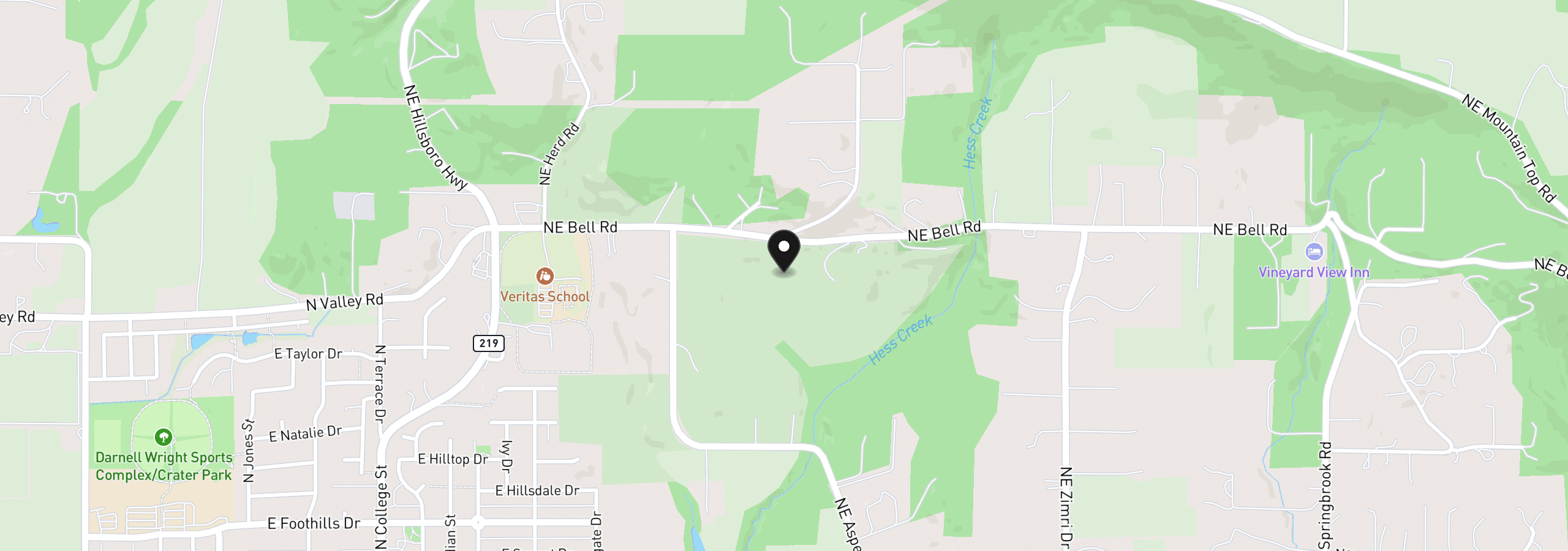 Map showing the location of 27100 NE Bell Rd, Newberg, OR 97132
