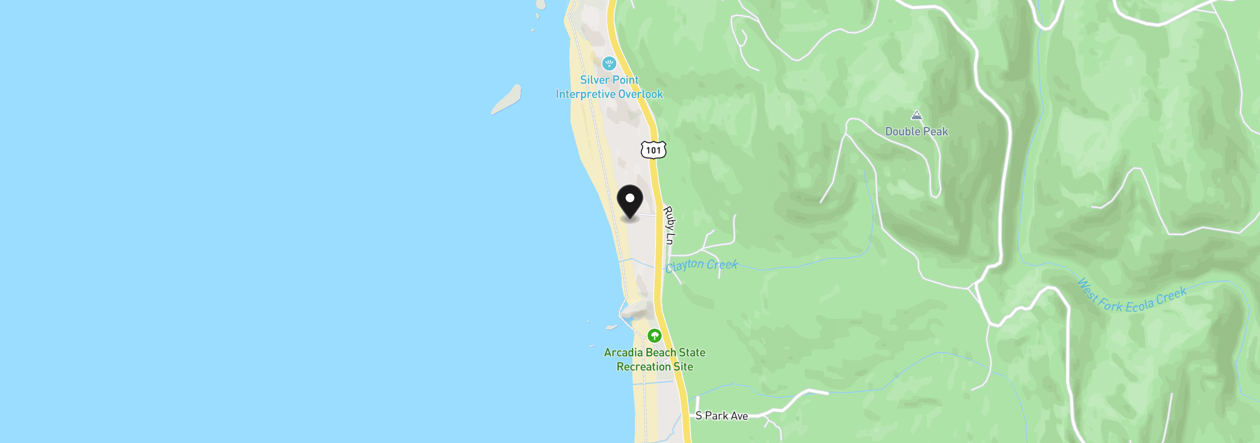 Map showing the location of 80920 Hwy 101, Cannon Beach, OR 97110