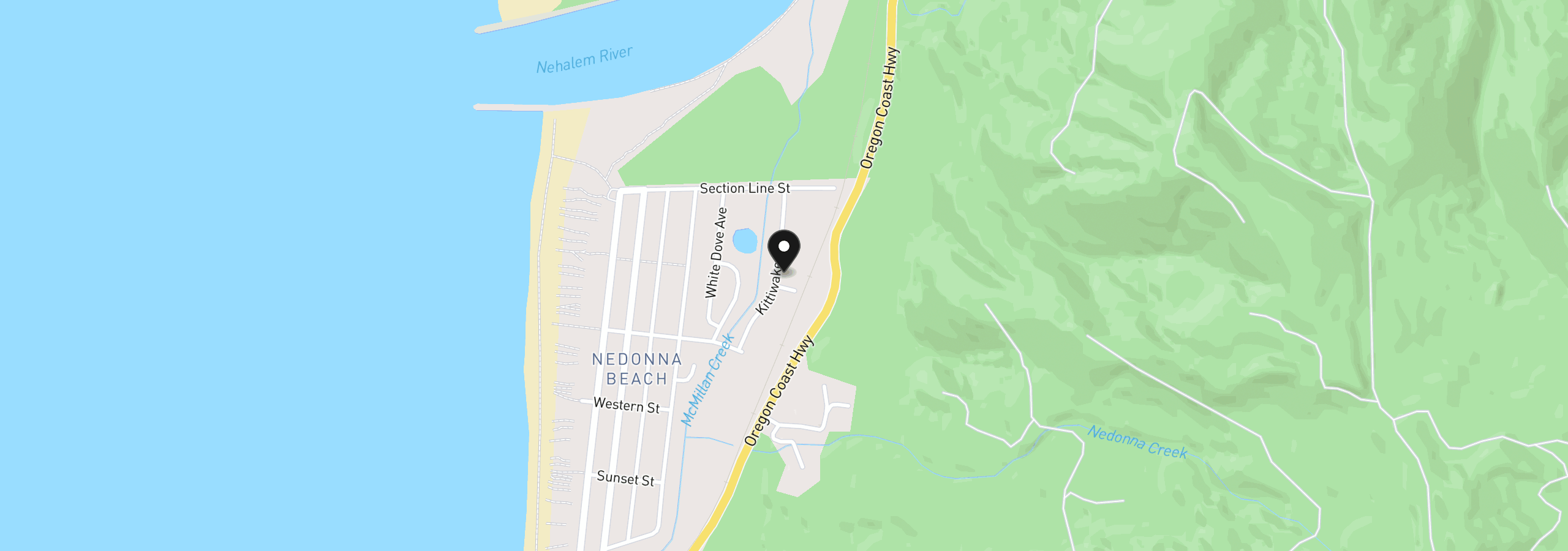Map showing the location of 26505 Kittiwake Dr, Rockaway Beach, OR 97136