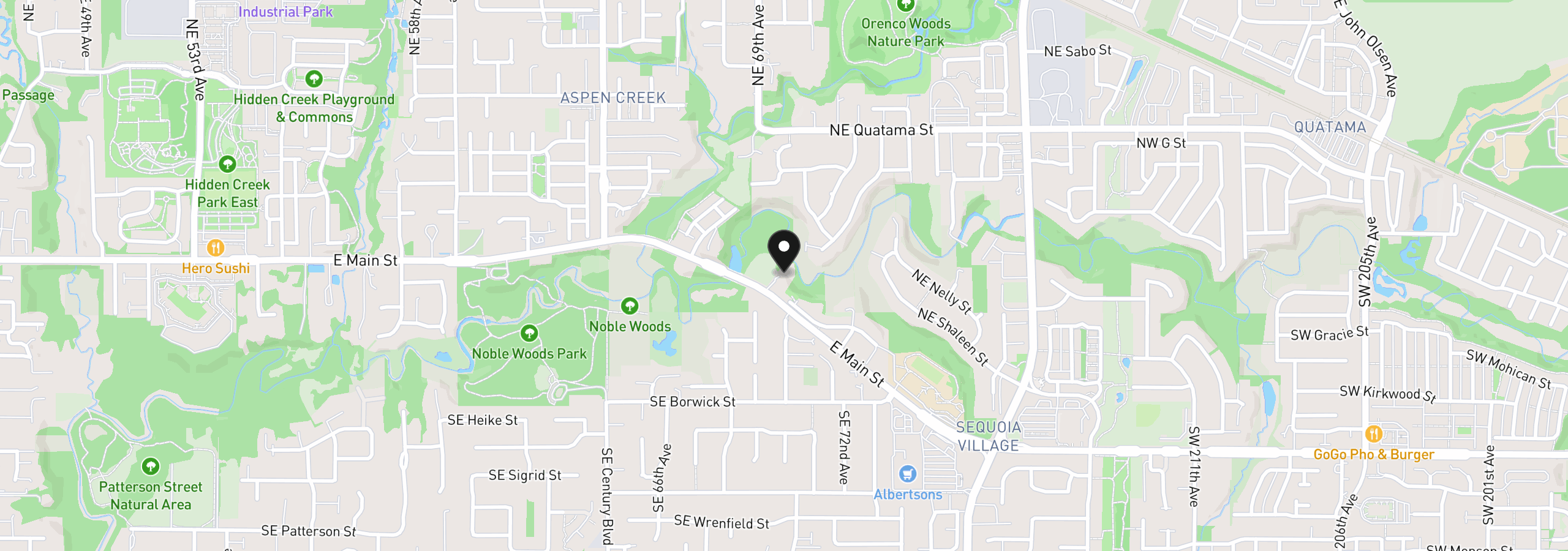 Map showing the location of 6955 E Main St, Hillsboro, OR 97123