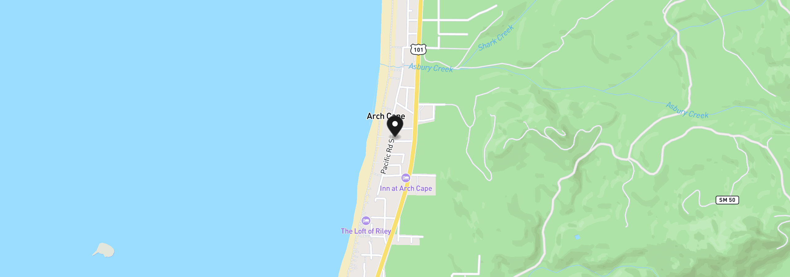 Map showing the location of Pacific Rd, Arch Cape, OR 97102