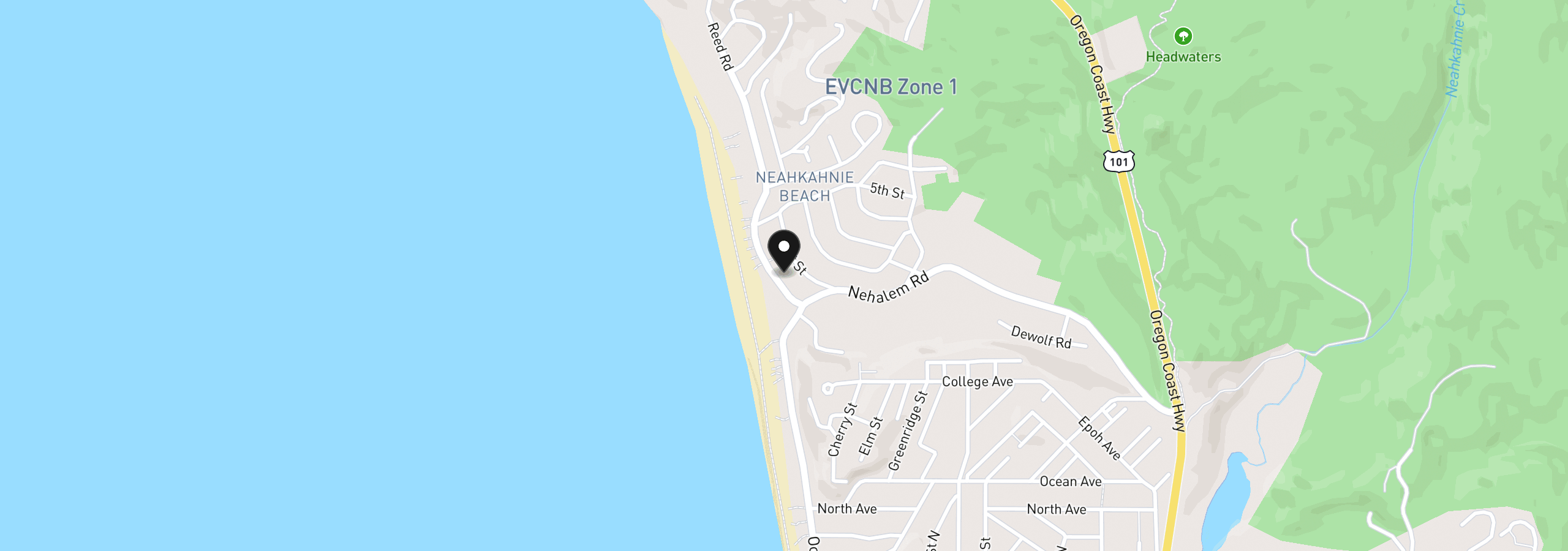 Map showing the location of Beulah Reed Rd 1900, Manzanita, OR 97130