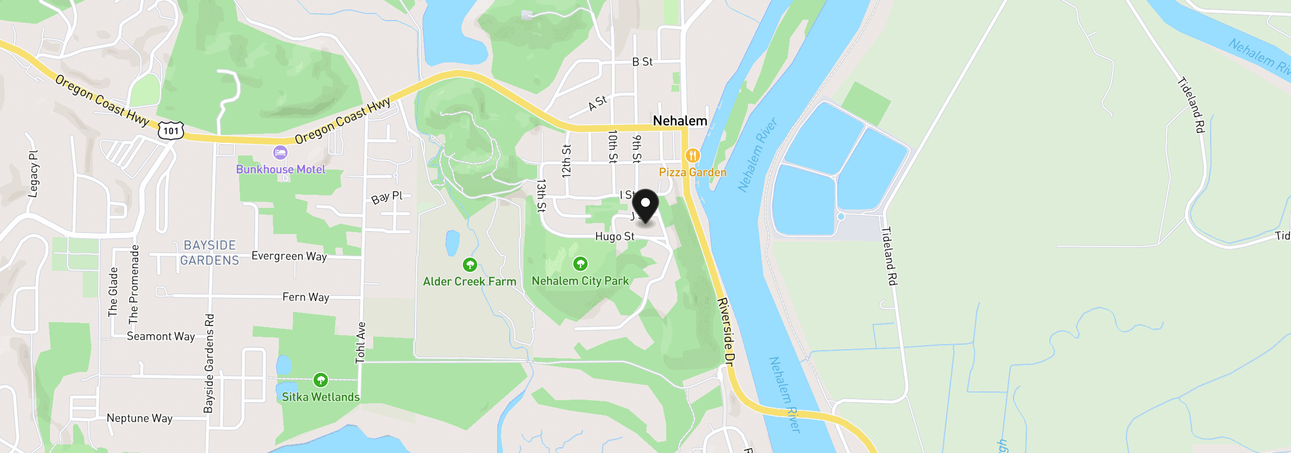 Map showing the location of 12860 Hugo St, Nehalem, OR 97131