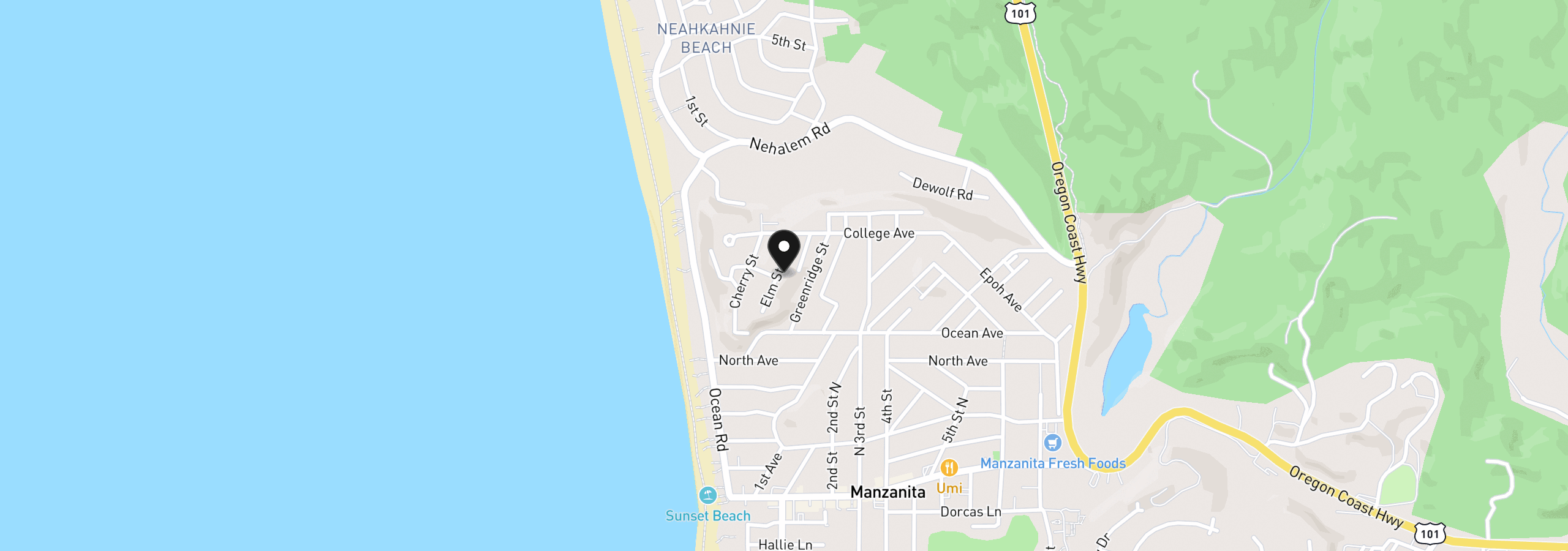 Map showing the location of 812 Elm St, Manzanita, OR 97130