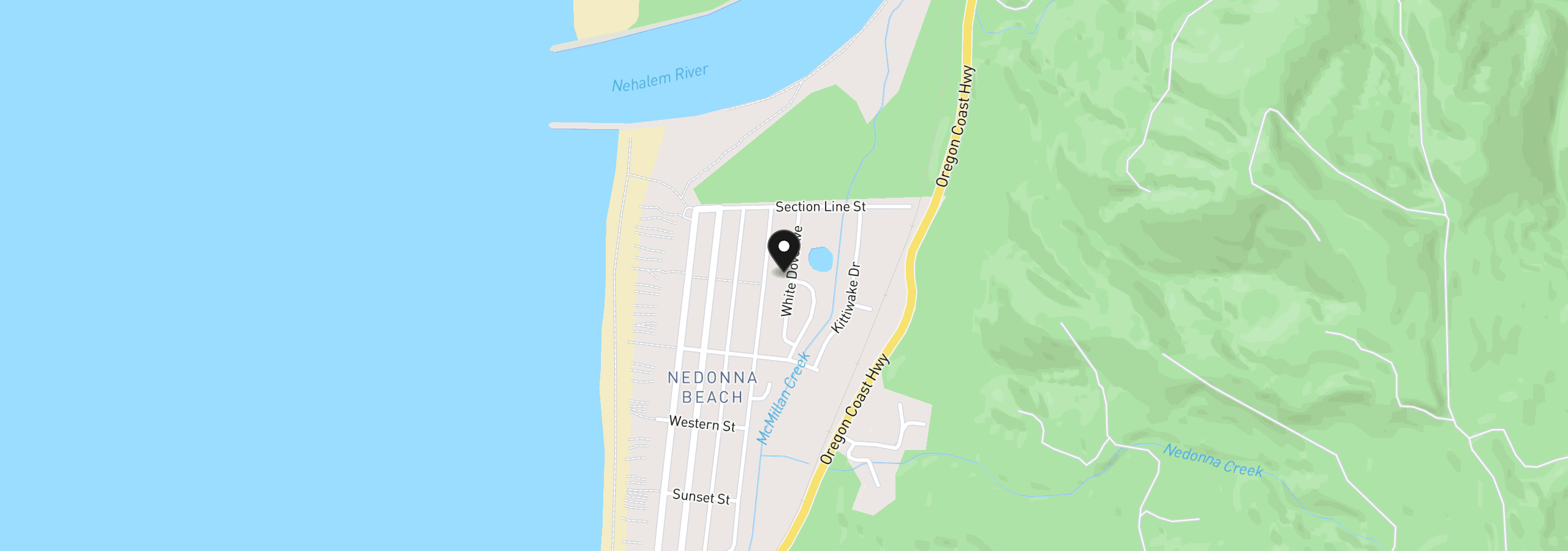 Map showing the location of 26556 White Dove Ave, Rockaway Beach, OR 97136