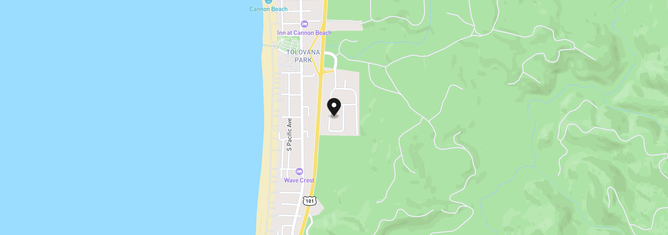 Map showing the location of 3747 W Chinook Ave, Cannon Beach, OR 97110