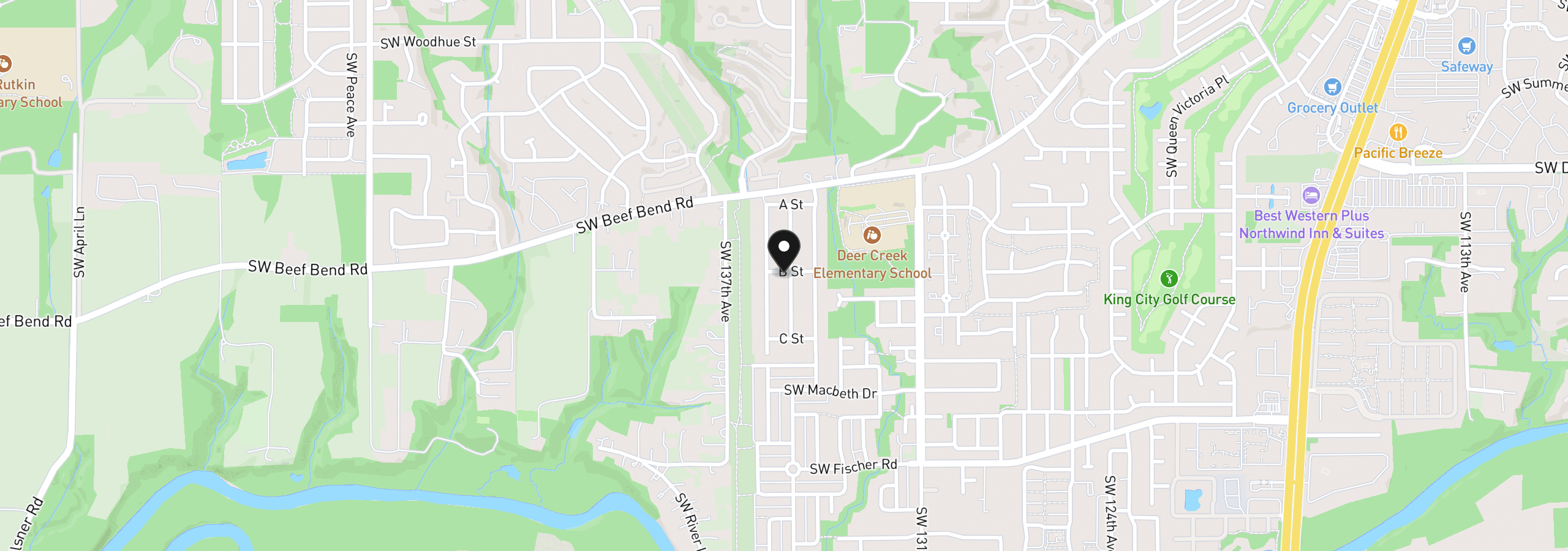 Map showing the location of 13620 SW Beef Bend Rd 82, Tigard, OR 97224