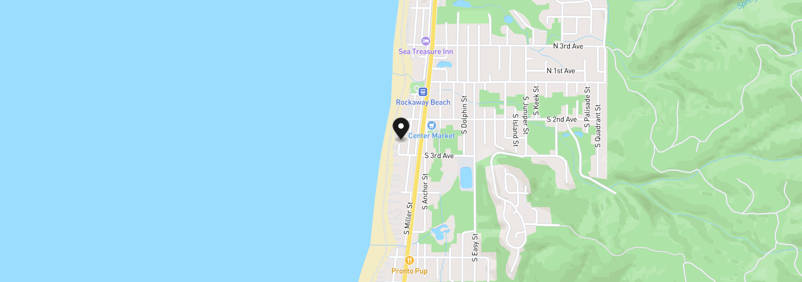 Map showing the location of 259 S Pacific, Rockaway Beach, OR 97136