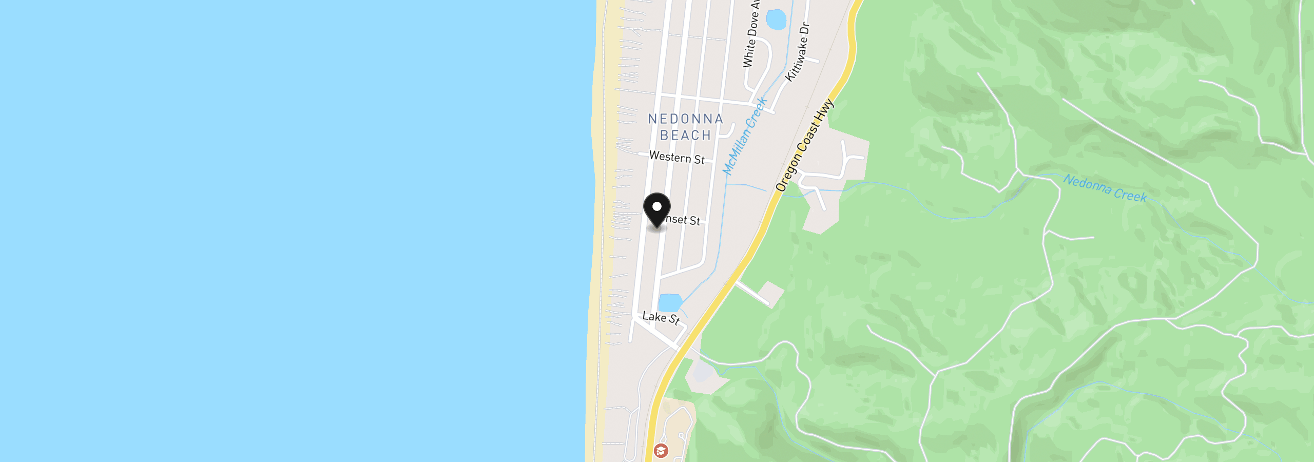 Map showing the location of 25960 Nedonna Ave, Rockaway Beach, OR 97136