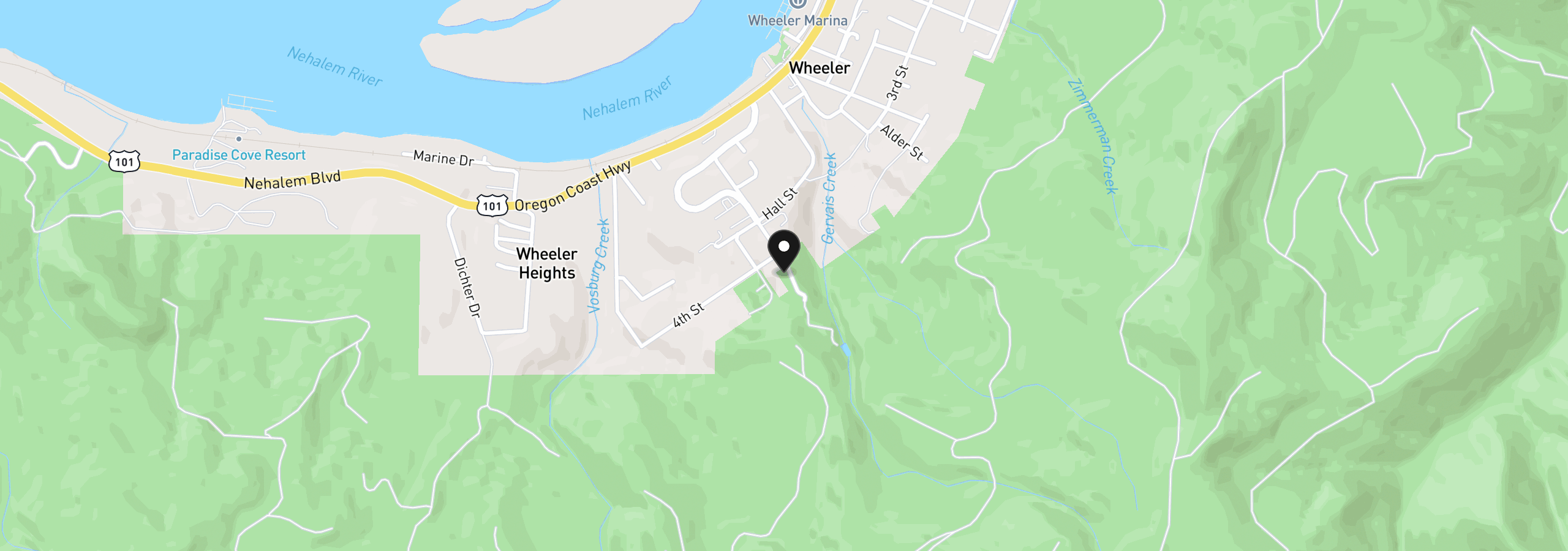 Map showing the location of Rowe St., Wheeler, OR 97147