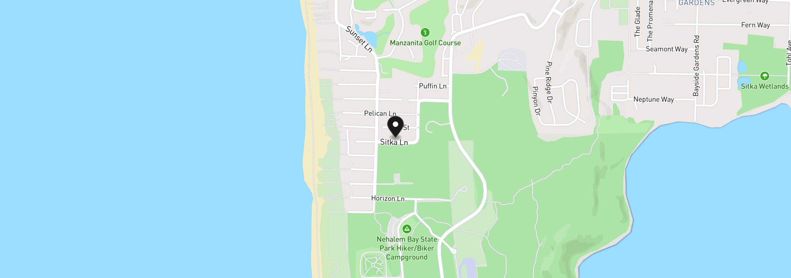 Map showing the location of 9120 Sitka Ln, Manzanita, OR 97130