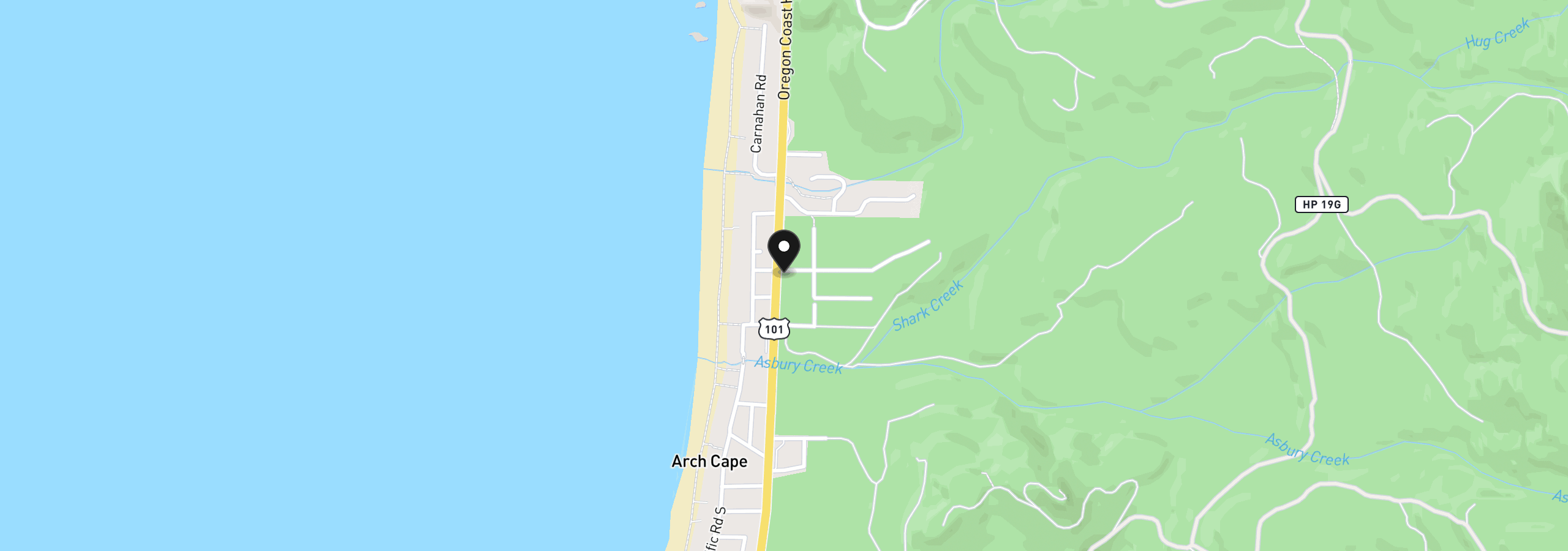 Map showing the location of 001 Hemlock St, Arch Cape, OR 97102