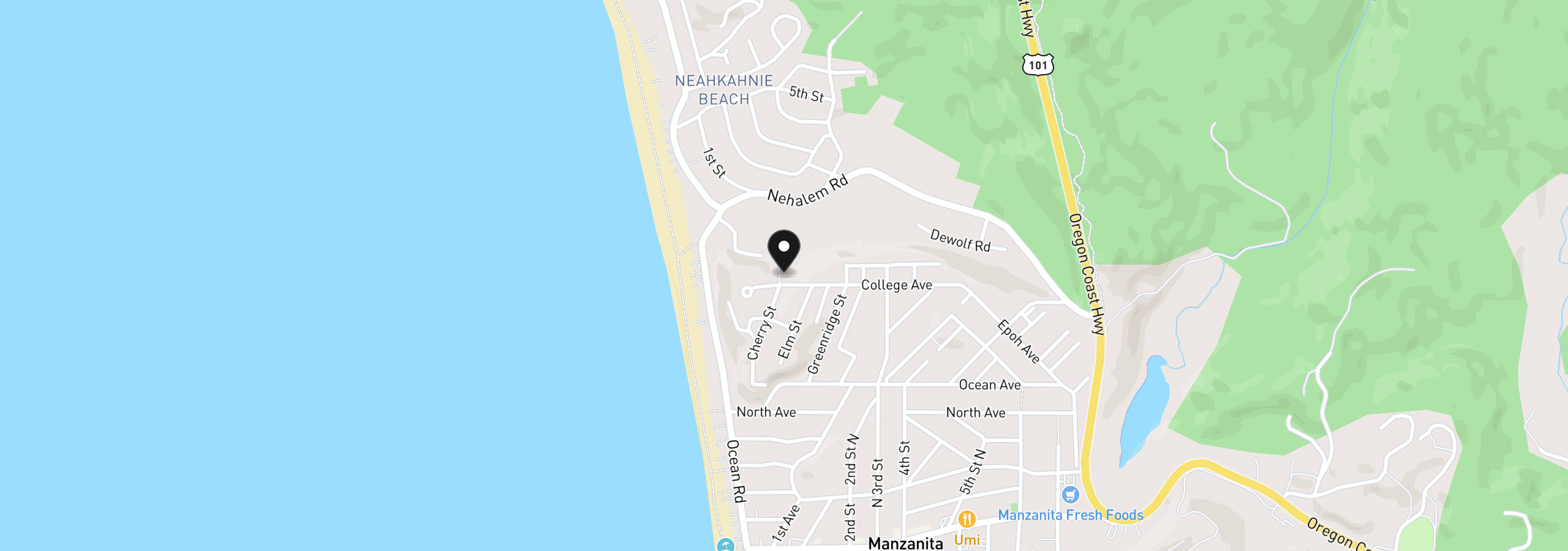 Map showing the location of 910 Cherry St 3, Manzanita, OR 97130