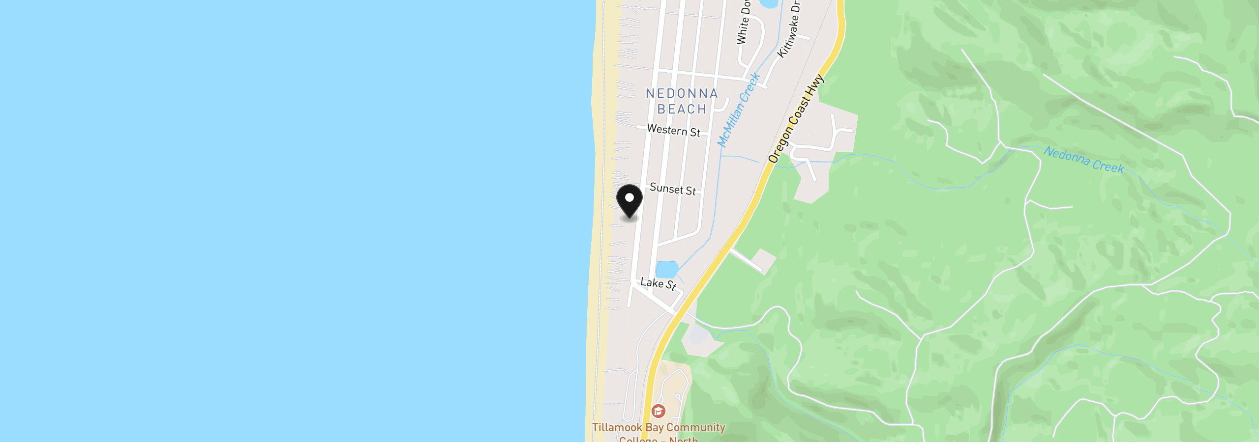 Map showing the location of 25880 Beach Dr, Rockaway Beach, OR 97136