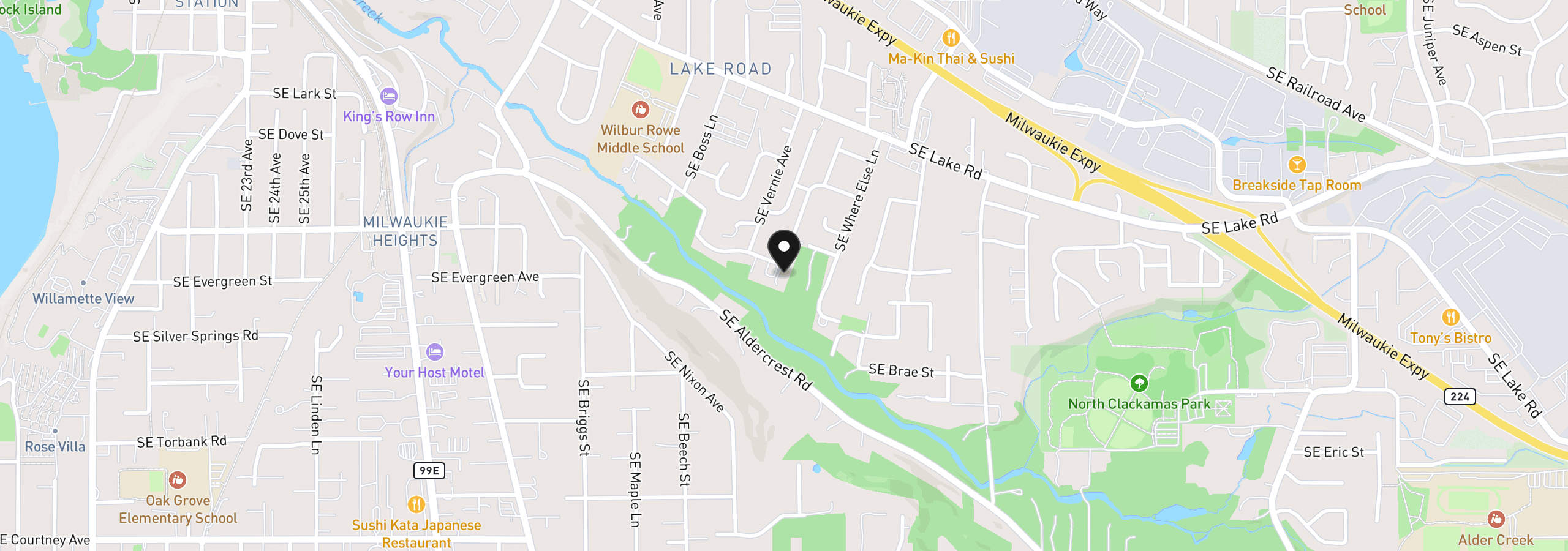 Map showing the location of 4206 SE Somewhere Dr, Milwaukie, OR 97222