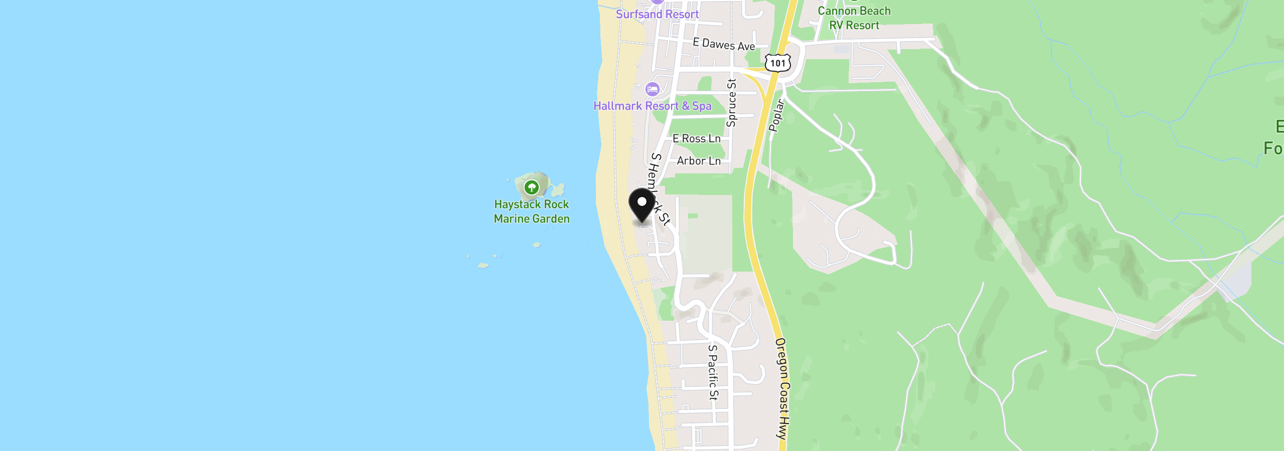 Map showing the location of 1868 Pacific St, Cannon Beach, OR 97110