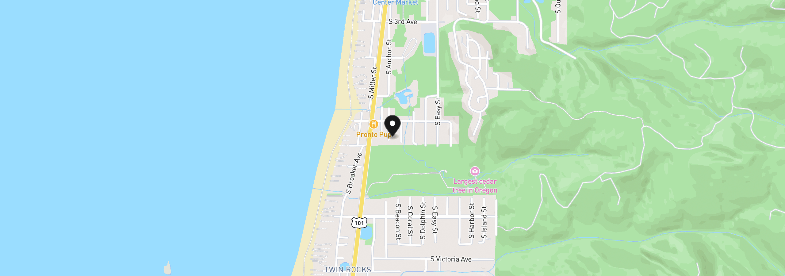Map showing the location of 646 S Anchor St, Rockaway Beach, OR 97136