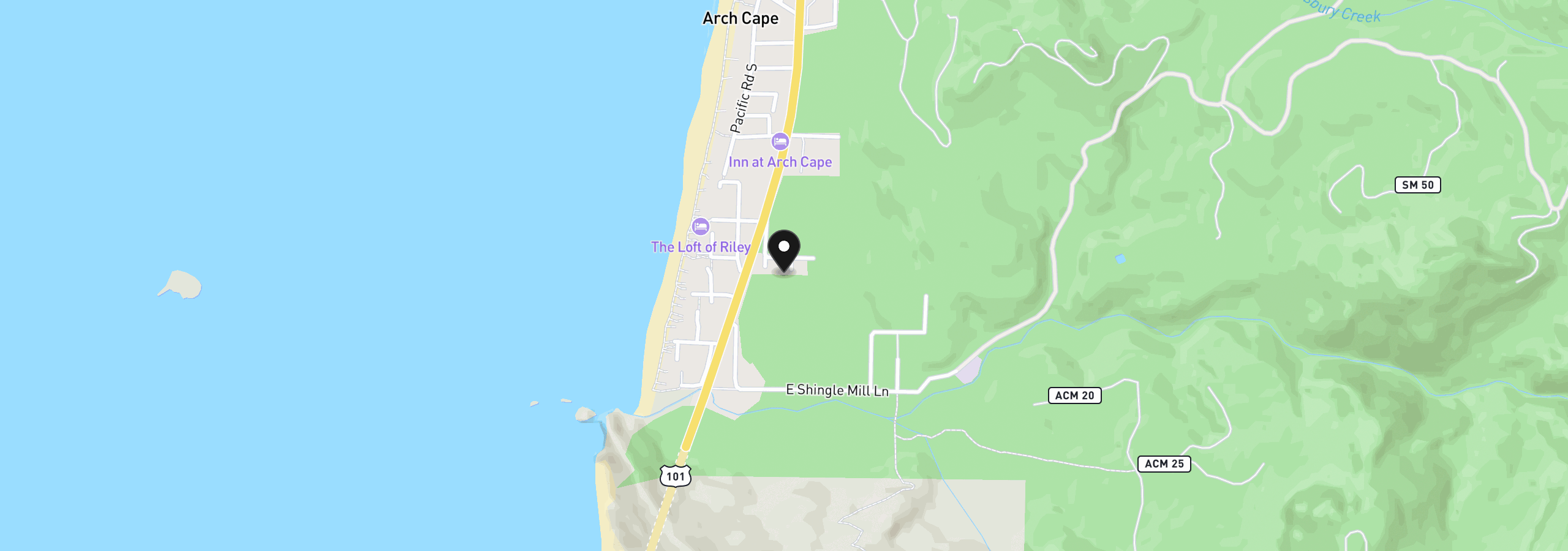 Map showing the location of Anvil Rock Rd, Arch Cape, OR 97102