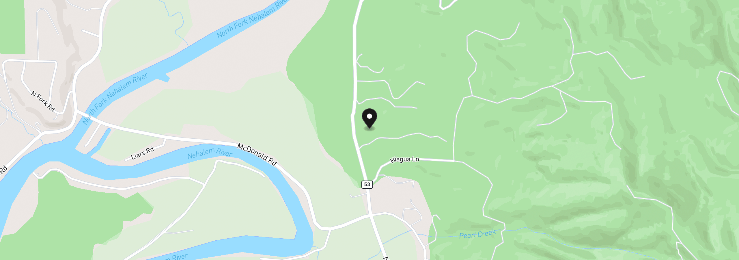 Map showing the location of 38253 Hiagua Ln, Nehalem, OR 97131