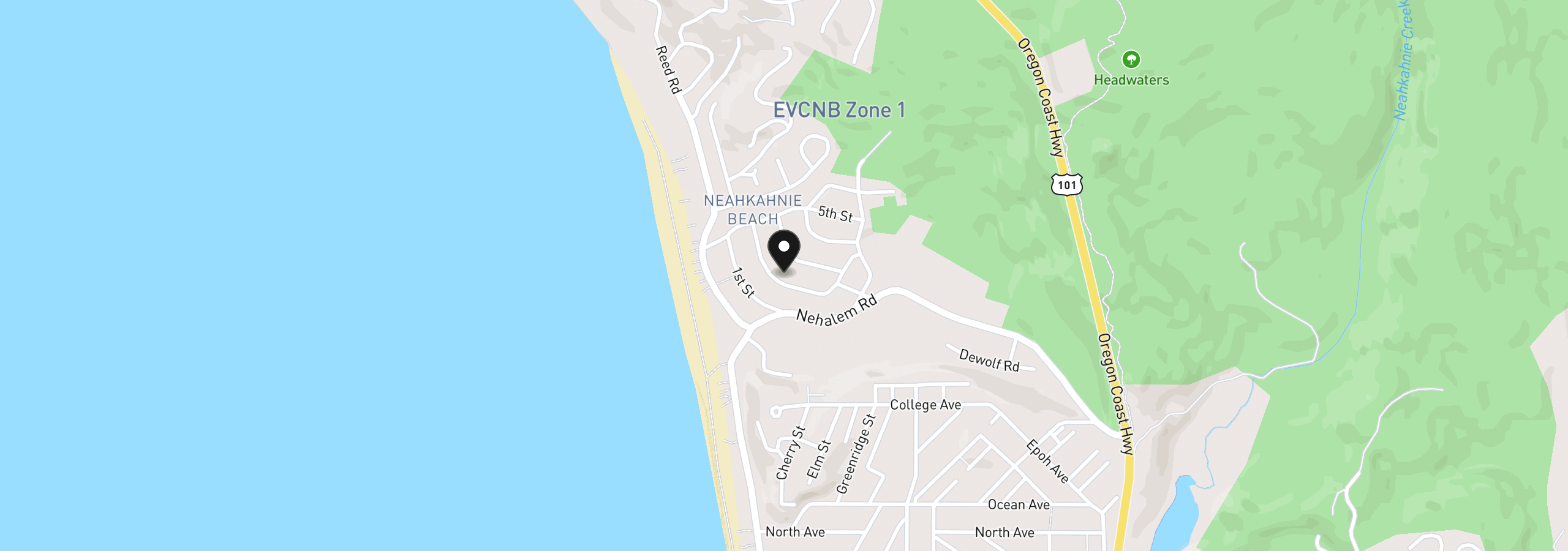 Map showing the location of 37345 Second St, Manzanita, OR 97130