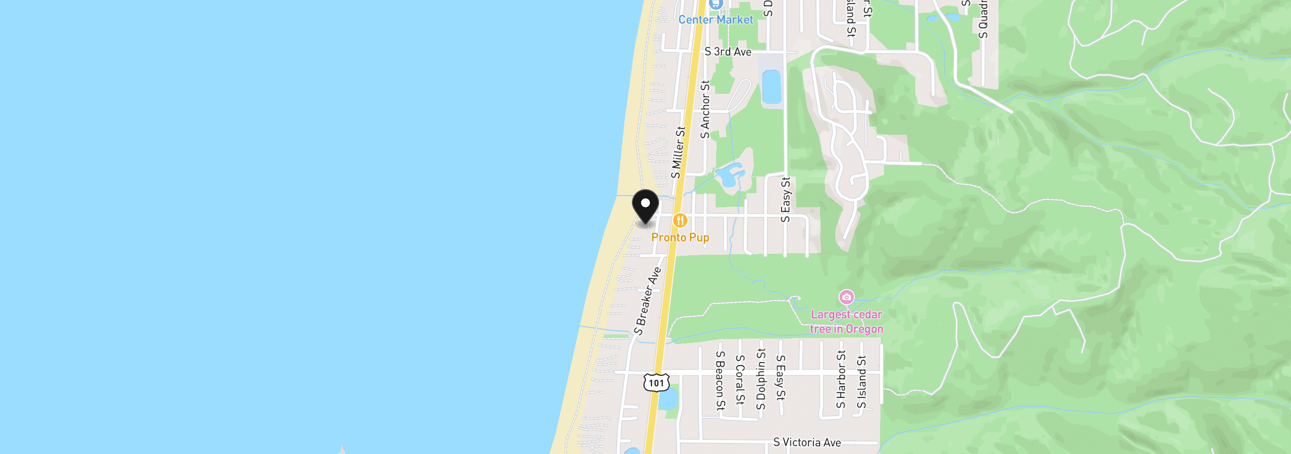 Map showing the location of 621 S Pacific Ave 14, Rockaway Beach, OR 97136