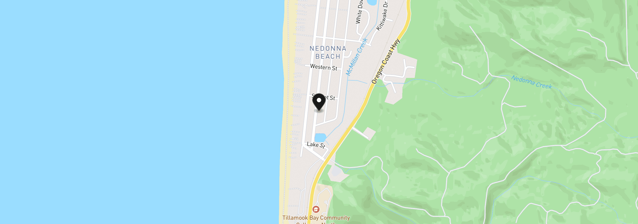 Map showing the location of 25905 Nedonna Ave, Rockaway Beach, OR 97136