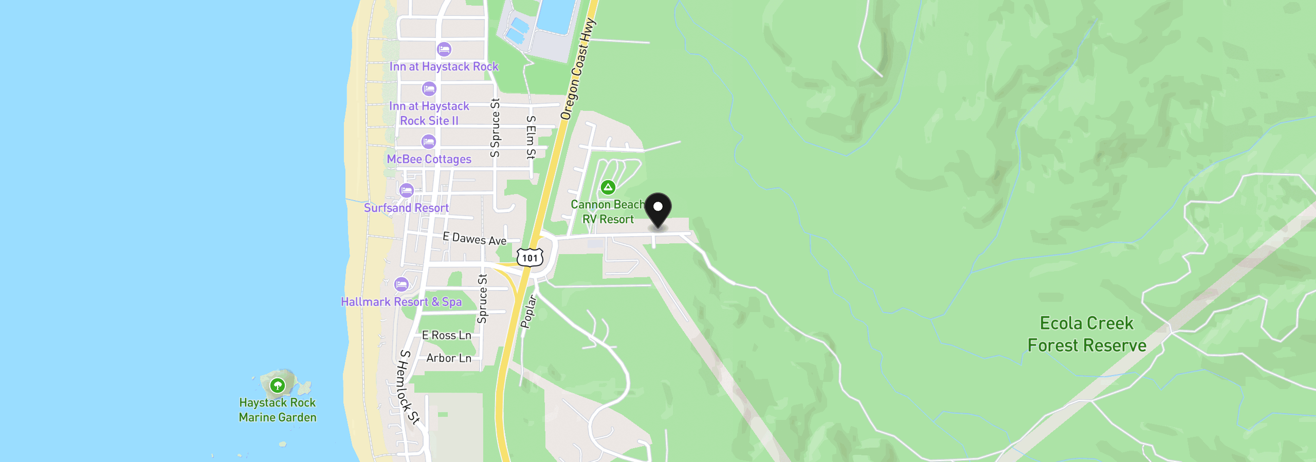 Map showing the location of Cannon Beach Ridge 103, Cannon Beach, OR 97110