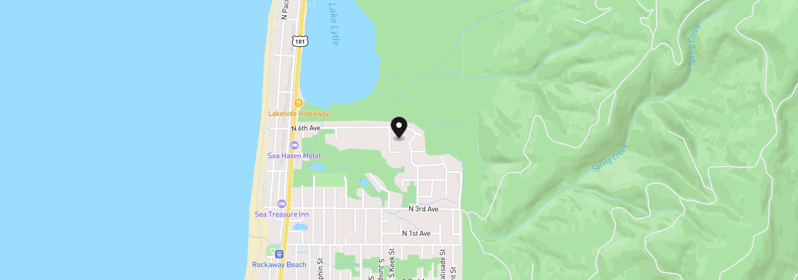 Map showing the location of 507 Cedar Creek Cir, Rockaway Beach, OR 97136