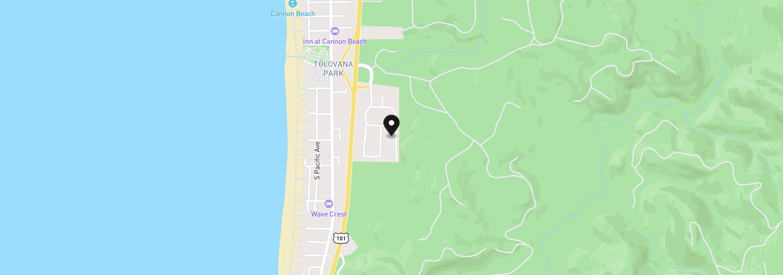 Map showing the location of East Chinook 354, Cannon Beach, OR 97110