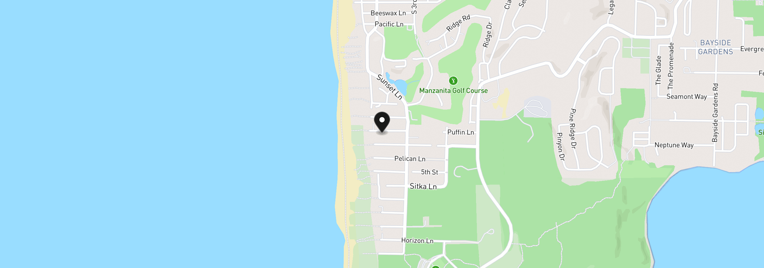 Map showing the location of 8795 Puffin Ln, Manzanita, OR 97130