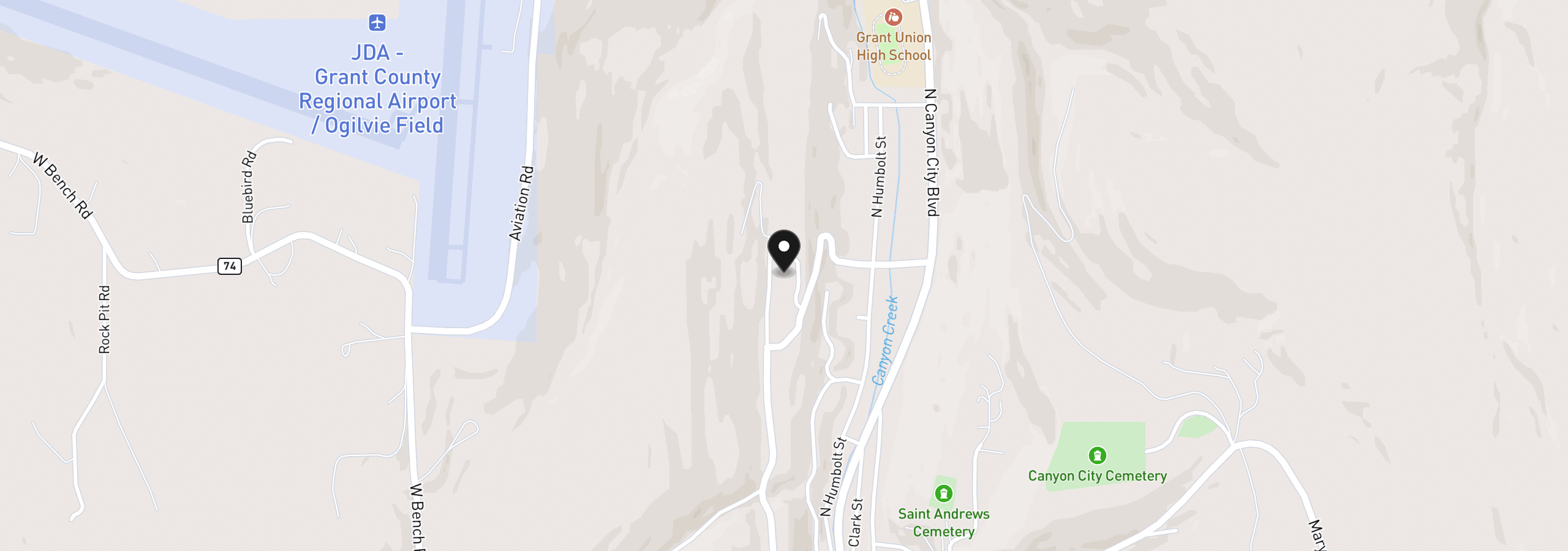 Map showing the location of Elkview Dr, Canyon City, OR 97820