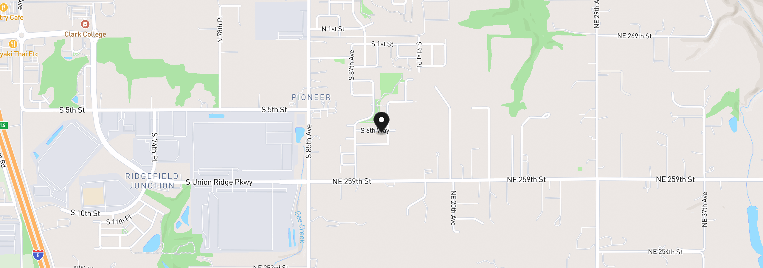 Map showing the location of 8861 S 6th Way, Ridgefield, Wa 98642