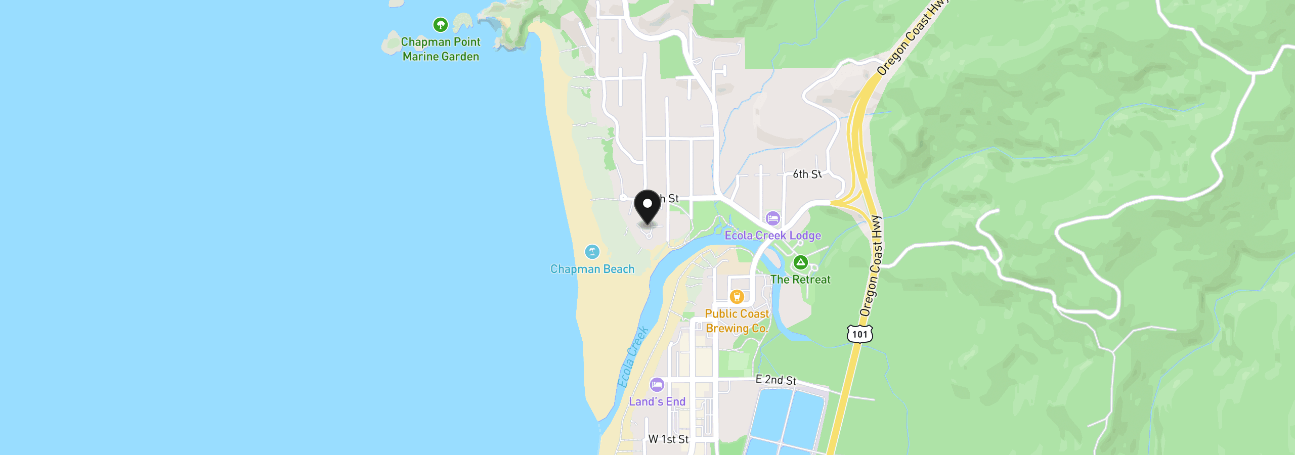 Map showing the location of 302 Breakers Point Condo 302, Cannon Beach, OR 97110