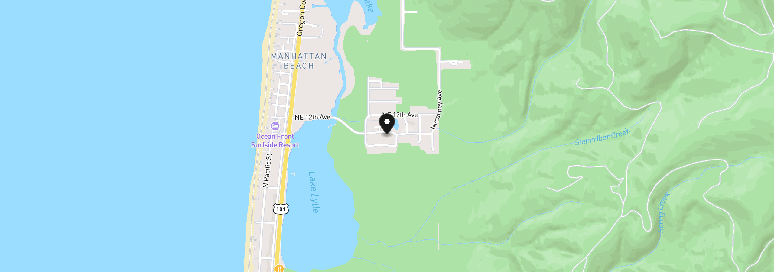 Map showing the location of 1057 Charlotte St, Rockaway Beach, OR 97136