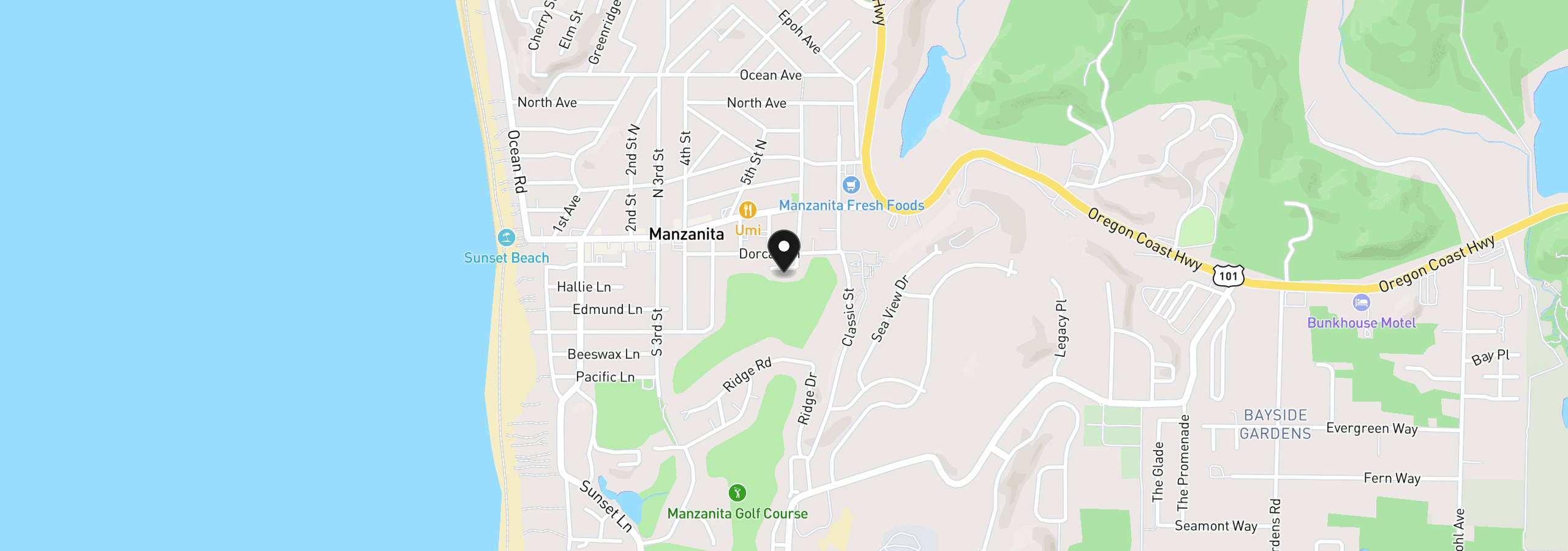 Map showing the location of 580 Division Ct, Manzanita, OR 97130