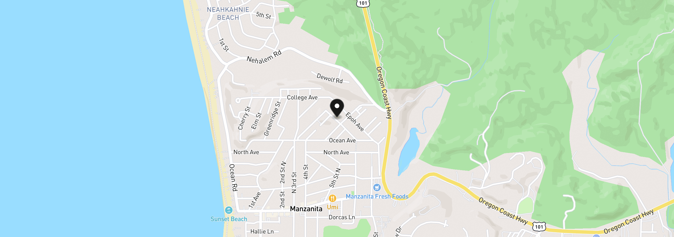 Map showing the location of 475 Poysky Ave, Manzanita, OR 97130