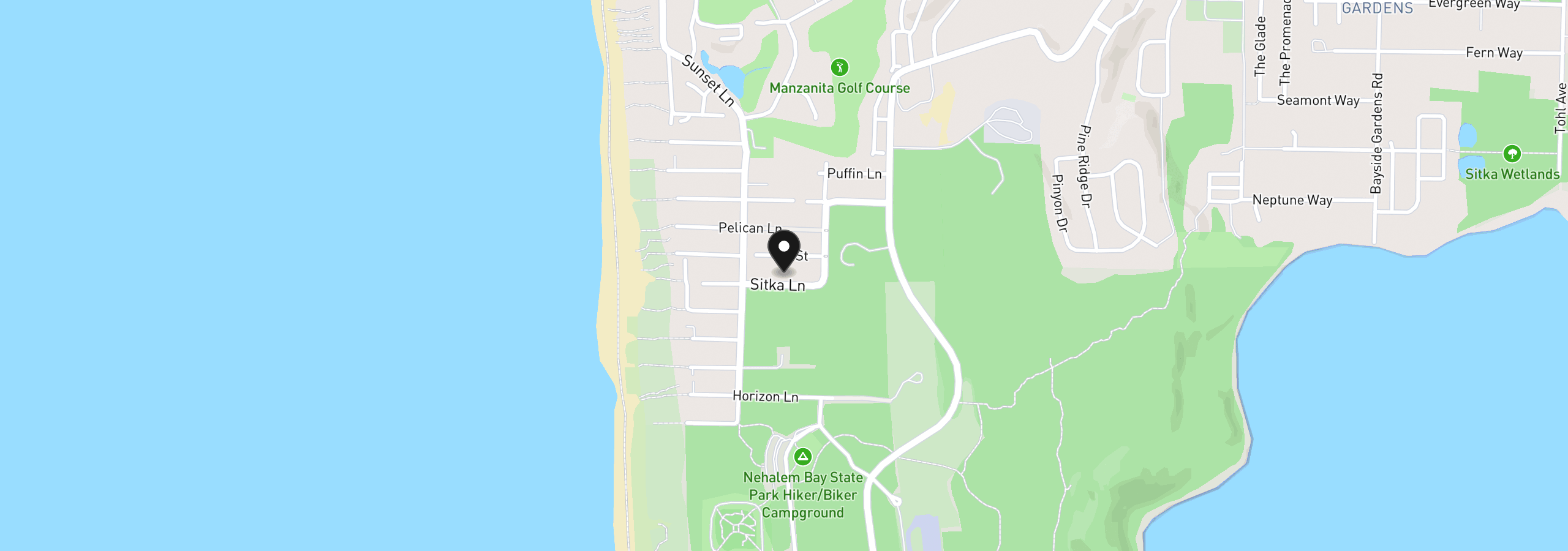 Map showing the location of 9120 Sitka Ln 20, Manzanita, OR 97130