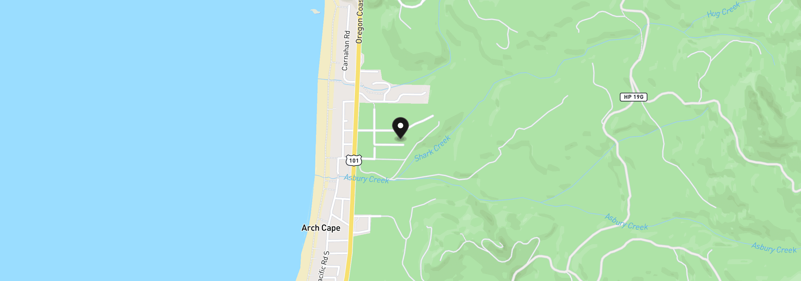 Map showing the location of 32073 Cedar Ln, Arch Cape, OR 97102