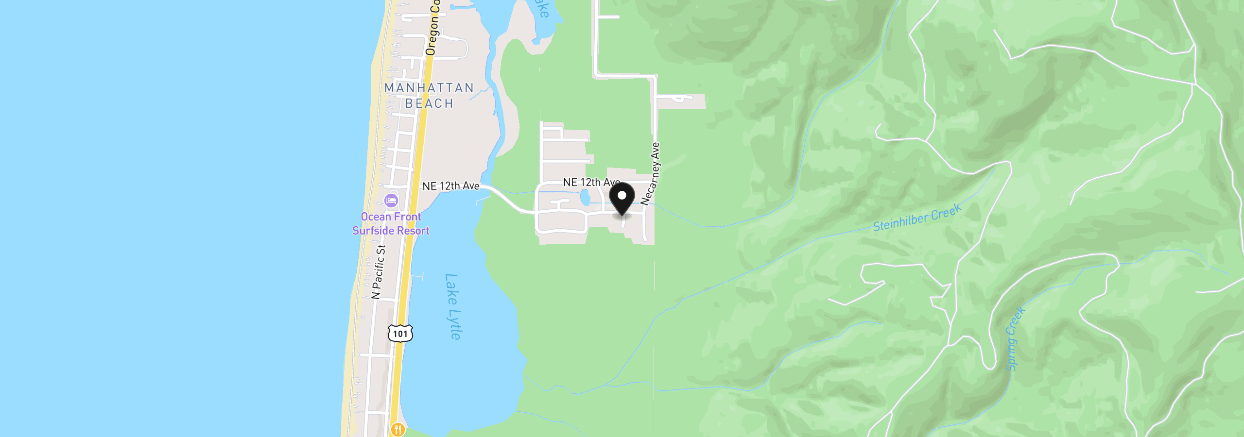 Map showing the location of 1069 SE Necarney Lot 7, Rockaway Beach, OR 97136