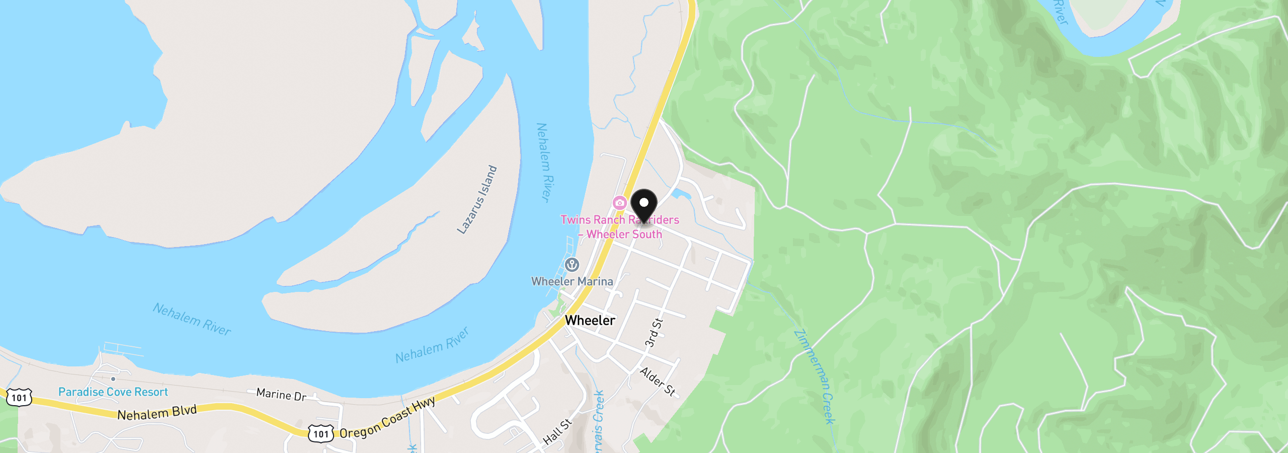 Map showing the location of 124 Hemlock St, Wheeler, OR 97147
